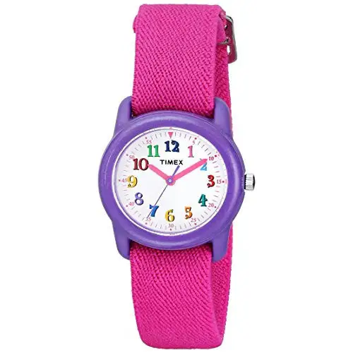 Timex Kids’ Analog Quartz Purple x Pink Nylon Watch