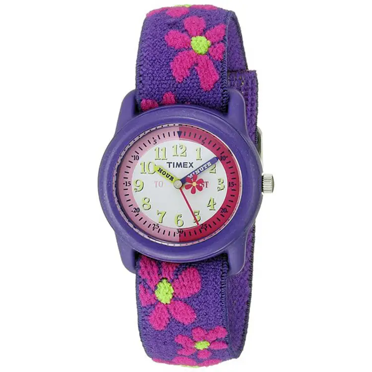 Timex Kids’ Analog Time Teacher Pink Floral Elastic Strap