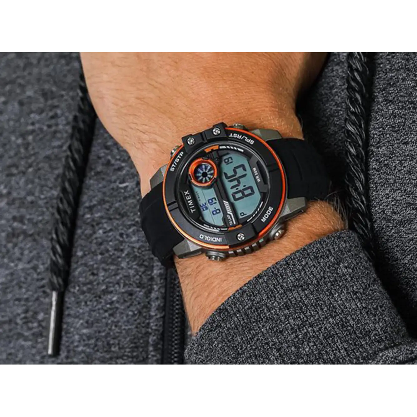 Timex Men’s DGTL Quartz Dual Time Black Silicone Watch