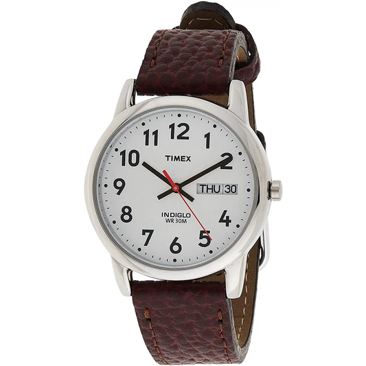 Timex Men’s Easy Reader Quartz Silver Tone Brass/Brown