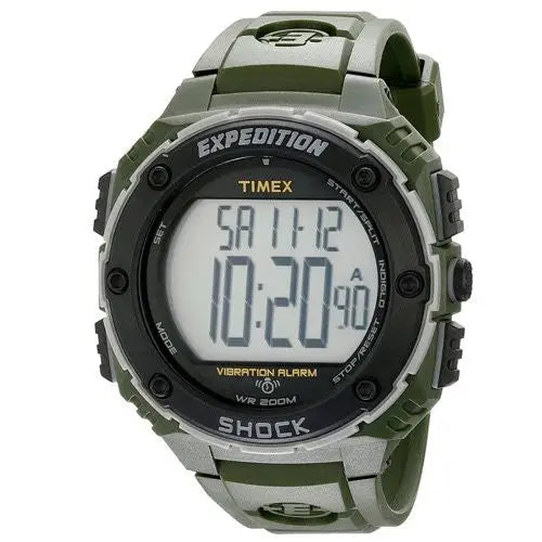 Timex Men s Expedition Shock XL Vibrating Alarm Green Resin Watch T499 shopemco