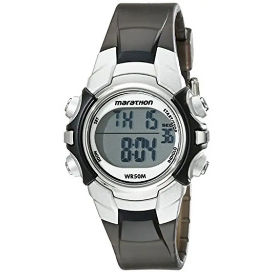 Timex Unisex Digital Mid-Size Black/Silver-Tone Resin Strap