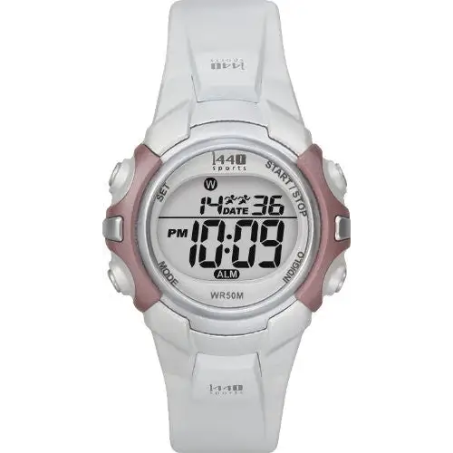 Timex Women’s Digital Quartz Date Pink and White Resin Watch