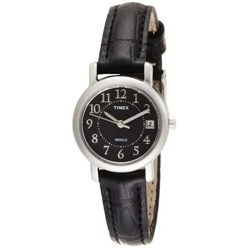 Timex Women’s T2N335 Elevated Classics Dress Black Leather