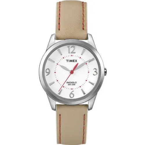 Timex Women’s T2N861 Weekender Beige with Coral Stitching