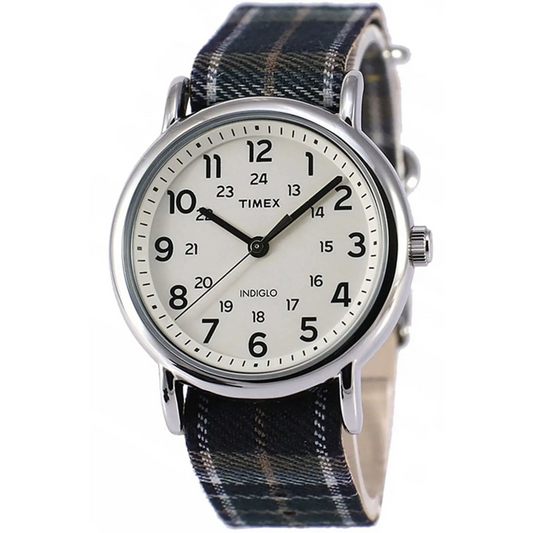 Timex Women’s Weekender Quartz Silver Tone Brass/Plaid