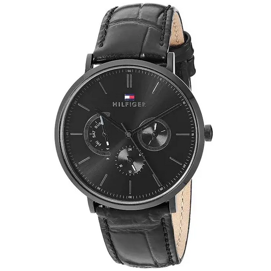 Tommy Hilfiger Men’s Dane Stainless Steel Black Leather