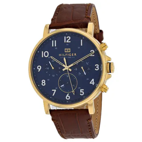 Tommy Hilfiger Men’s Daniel Stainless Steel Brown Leather
