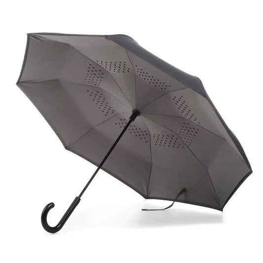 Totes InBrella Reverse Auto Close Umbrella (Black/Grey) 0901
