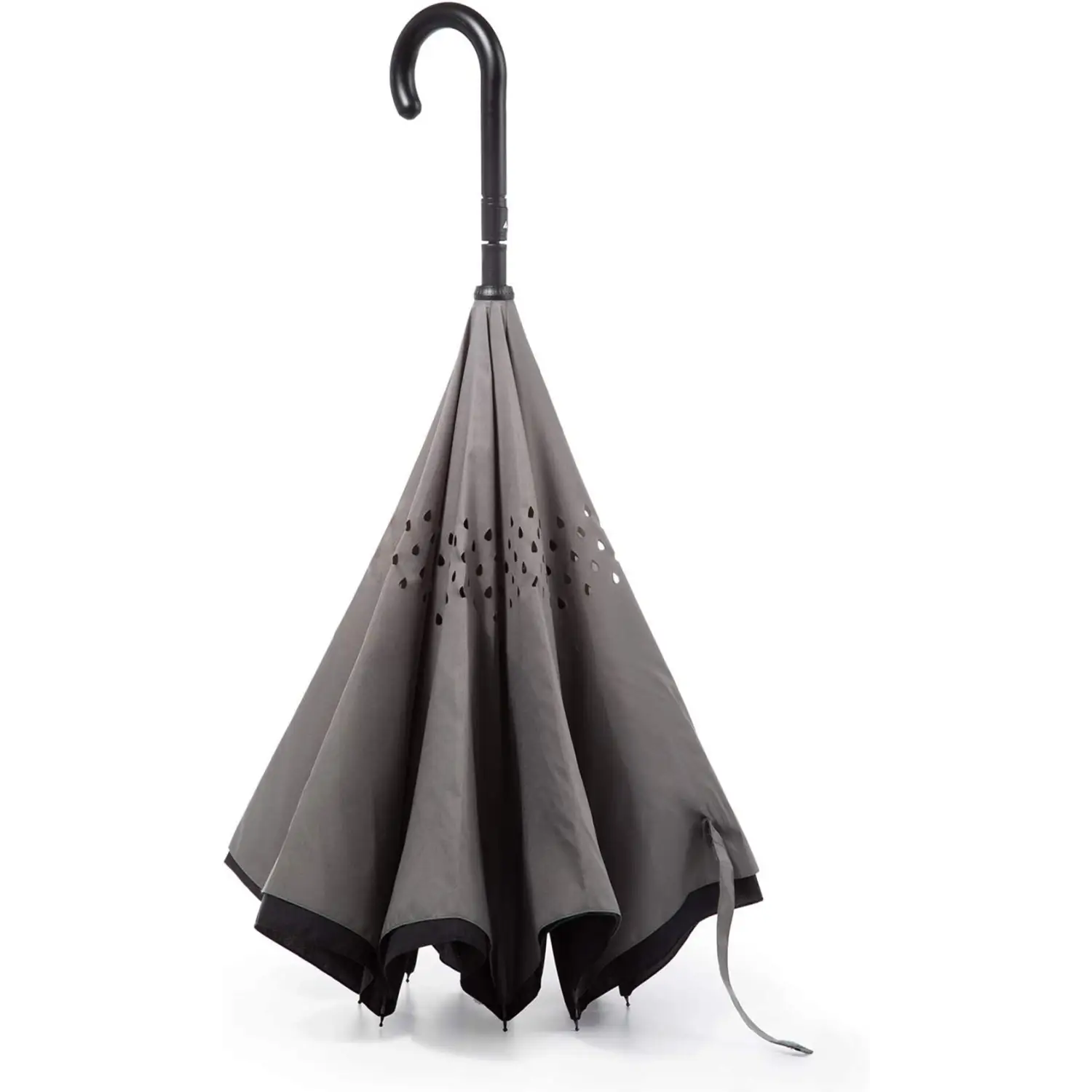 Totes InBrella Reverse Auto Close Umbrella (Black/Grey) 0901