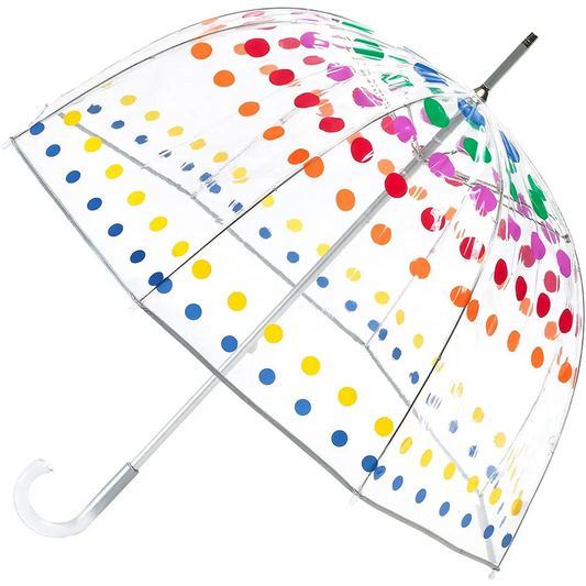 Totes Signature Manual Clear Bubble Umbrella (Primary Dots)