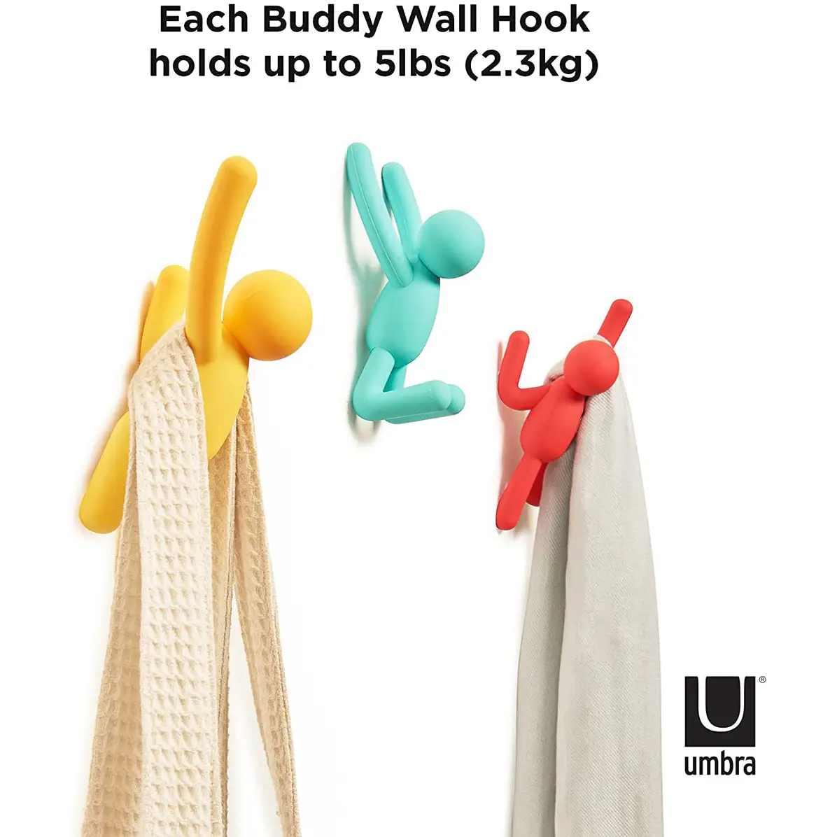 Umbra Buddy Wall Hook (3-pcs Assorted Colors) 318165-022 -