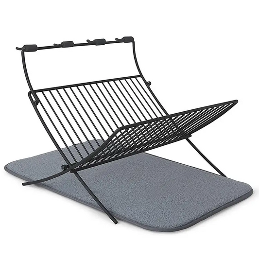 Umbra XDRY Folding Dish Rack with Drying Mat (Charcoal)