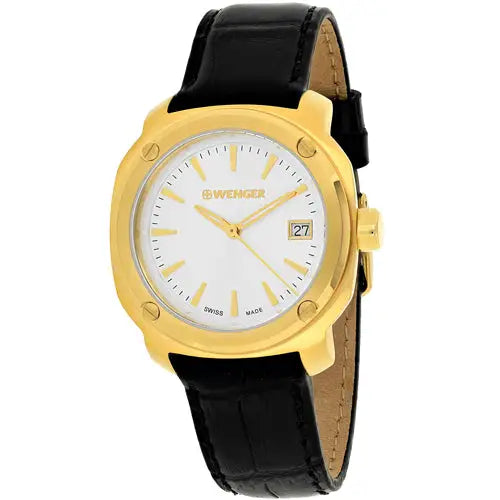 Wenger Women’s Edge Index 100m Gold Tone S. Steel/Leather