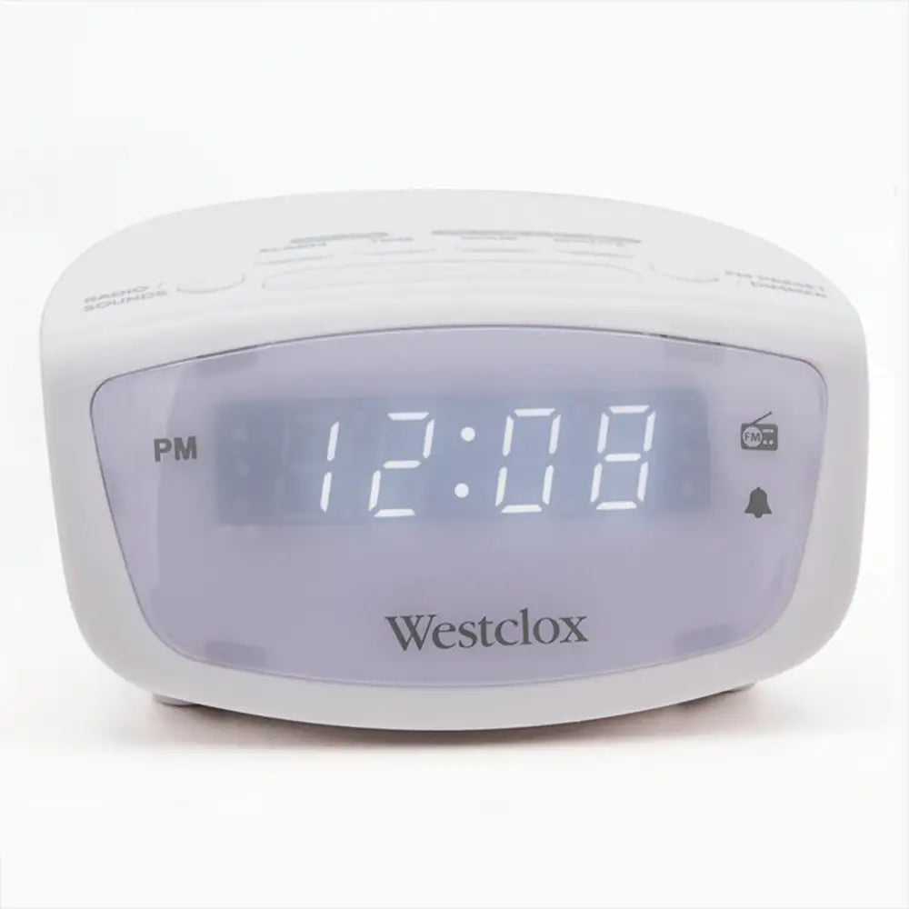 Westclox 0.6 White LED Display White Noise FM Radio Alarm