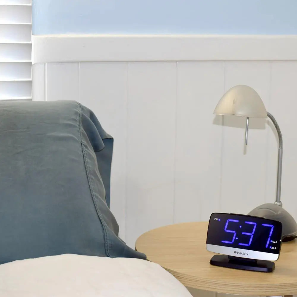 Westclox 1.8 Blue Digital Display Tilt and Swivel Dual Alarm