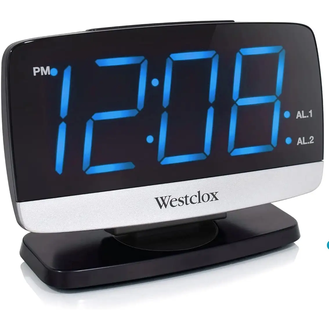 Westclox 1.8 Blue Digital Display Tilt and Swivel Dual Alarm
