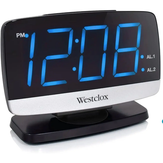 Westclox 1.8 Blue Digital Display Tilt and Swivel Dual Alarm