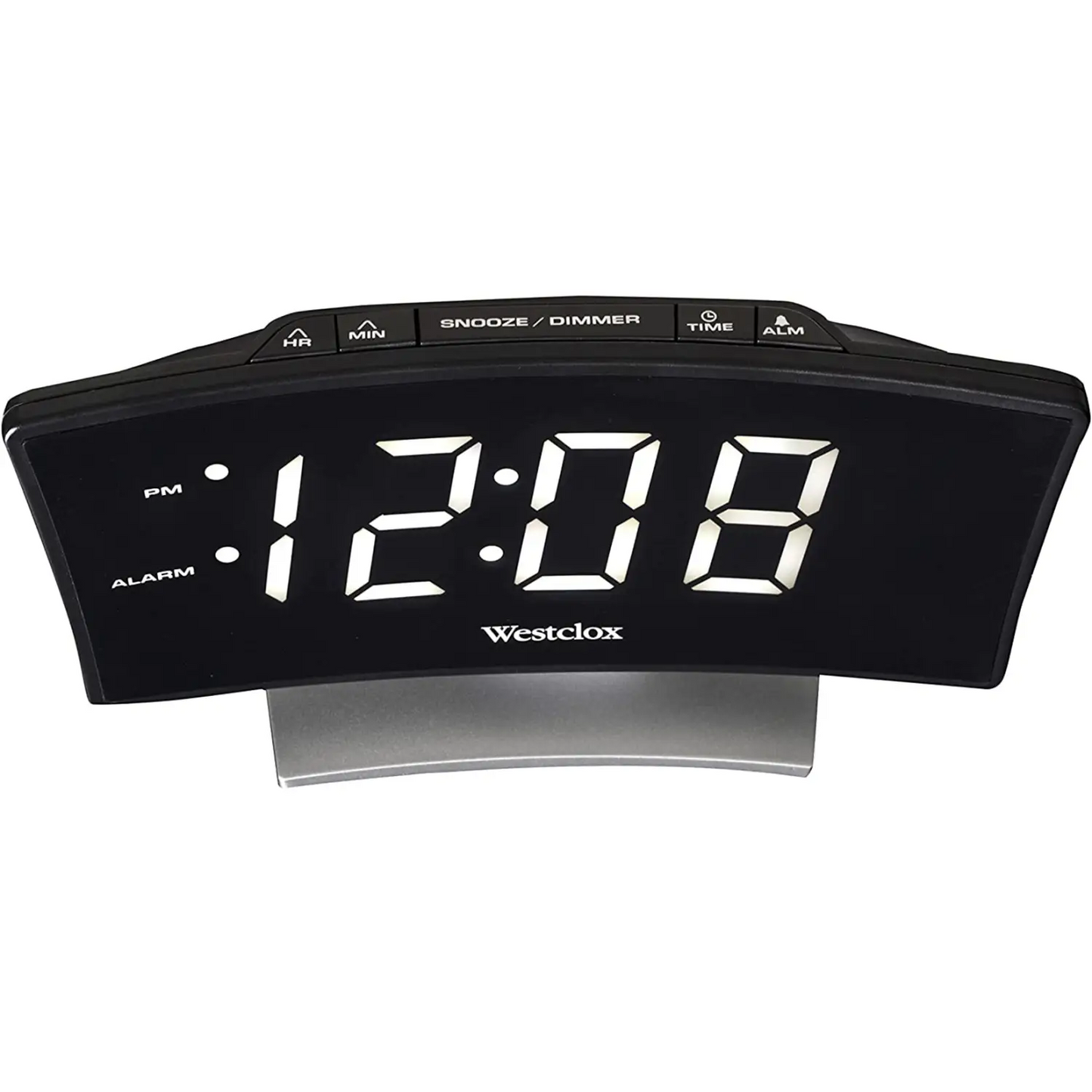Westclox 1.8 Curved White Digital Display LED Alarm Clock