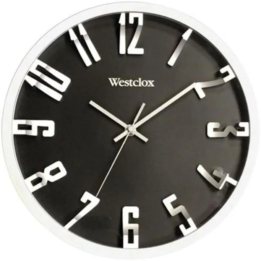 Westclox 12 Round 3D Analog Metallic Silver Wall Clock Black
