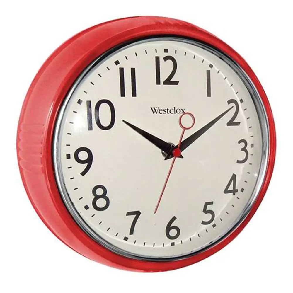 Westclox 1950s Retro Analog 9.5 Wall Clock (Red) 32042R -