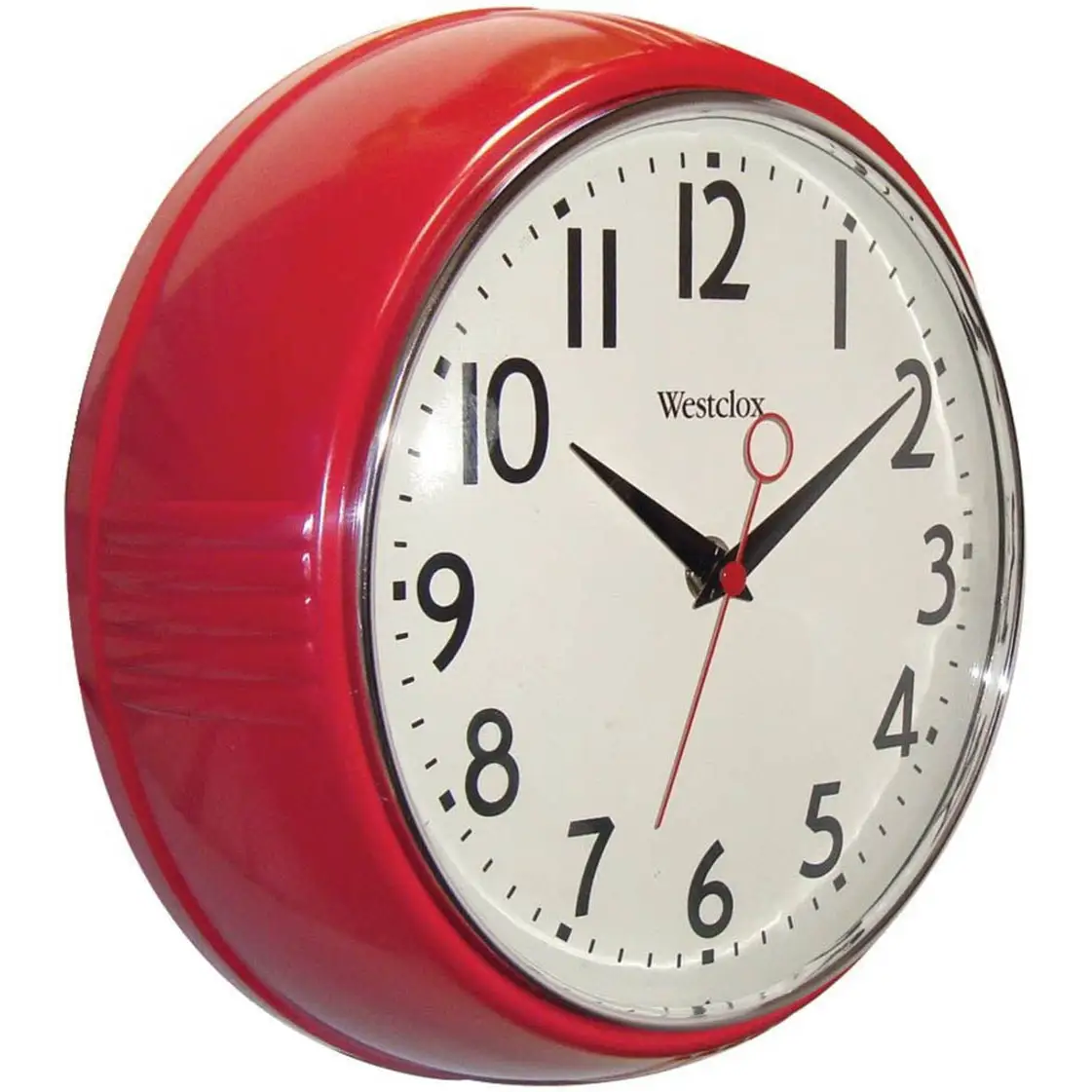 Westclox 1950s Retro Analog 9.5 Wall Clock (Red) 32042R -