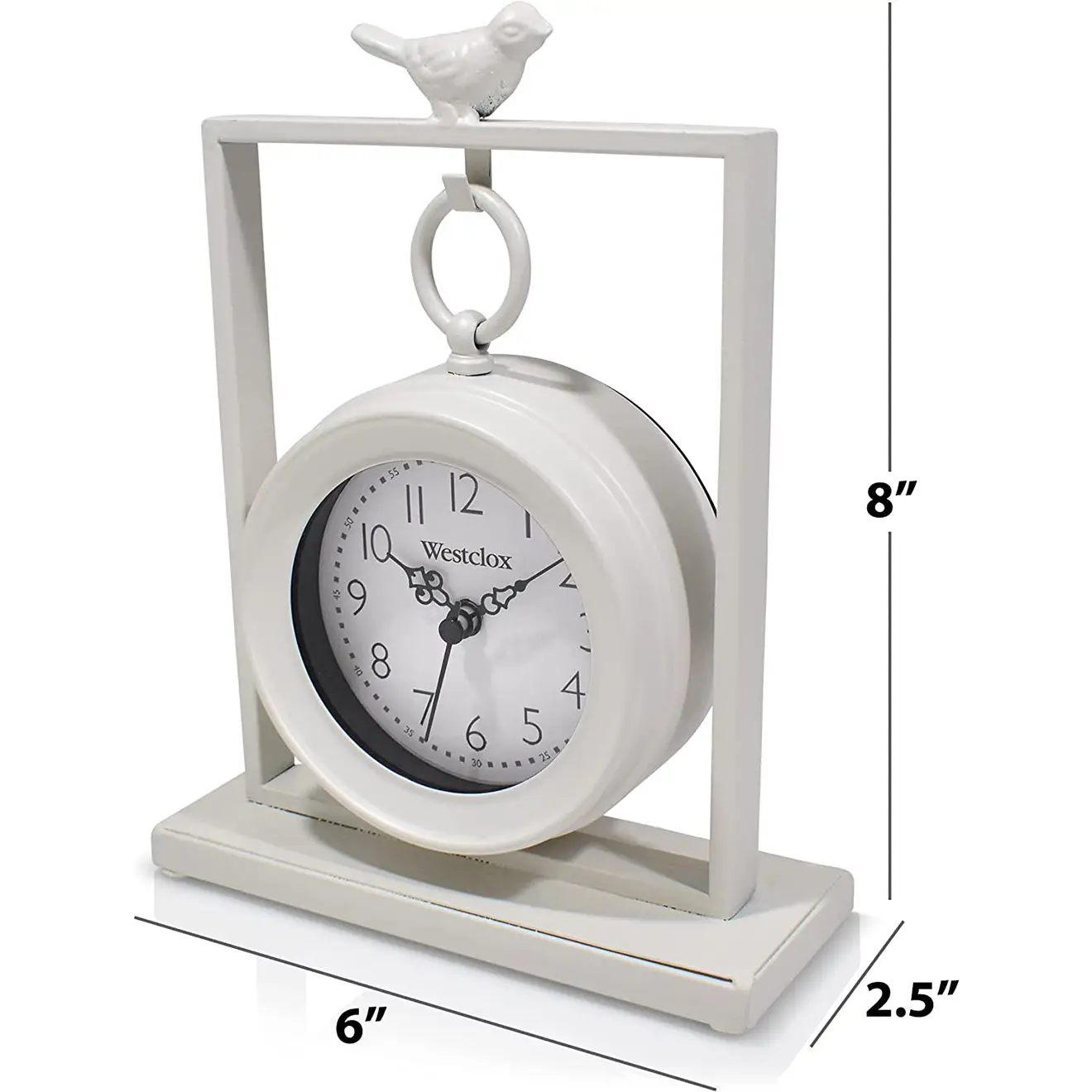 Westclox 8 White Pocket Watch Style with White Metal Frame