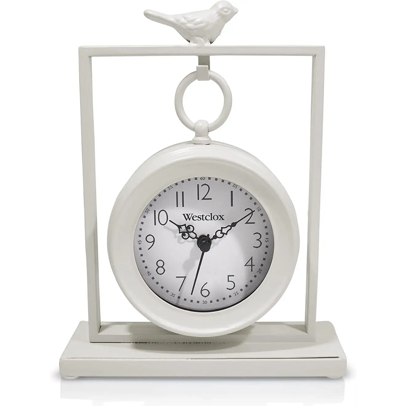 Westclox 8 White Pocket Watch Style with White Metal Frame