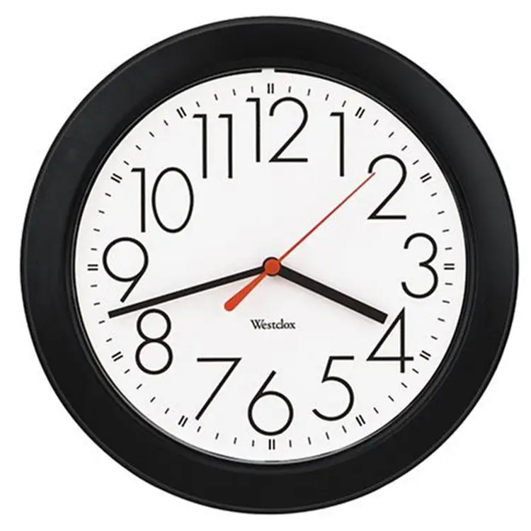 Westclox Basic 10 Black Case Wall Clock White Dial 461861 -