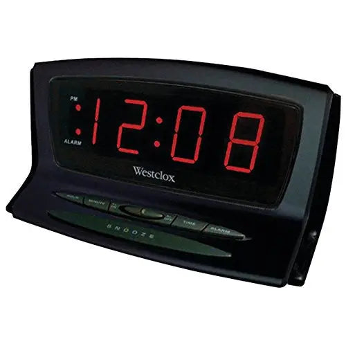 Westclox Digital Battery Backup LED Snooze Black Auto Set