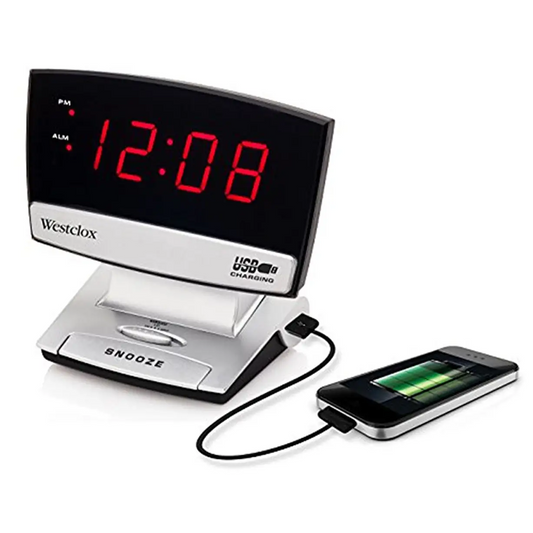 Westclox LED Plasma Screen Alarm Clock with USB Charging