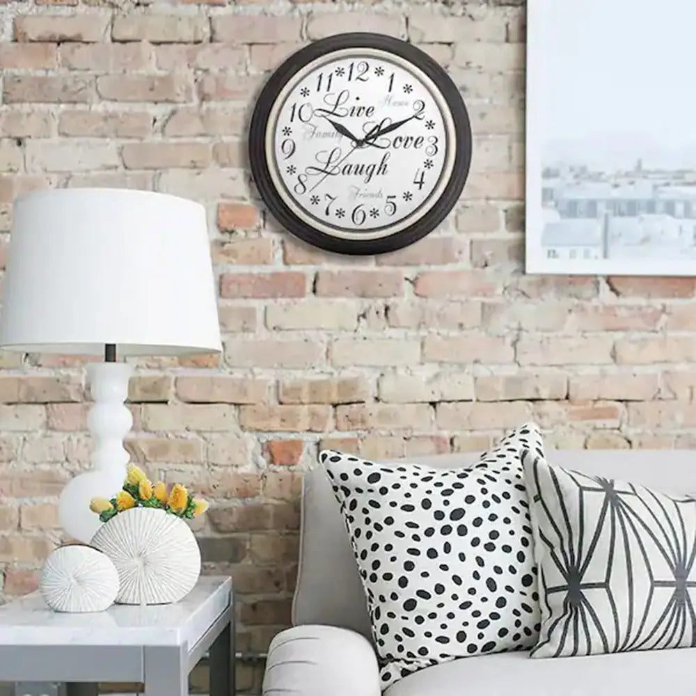 Westclox Live Love Laugh Inspirational 12 Brown Wall Clock