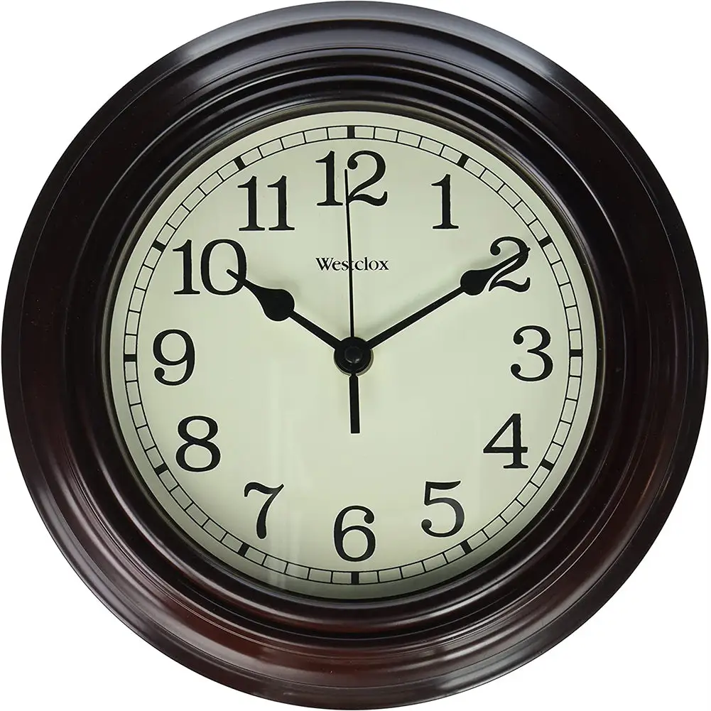 Westclox Quartz 10 Faux Wood Grain Plastic Frame Wall Clock