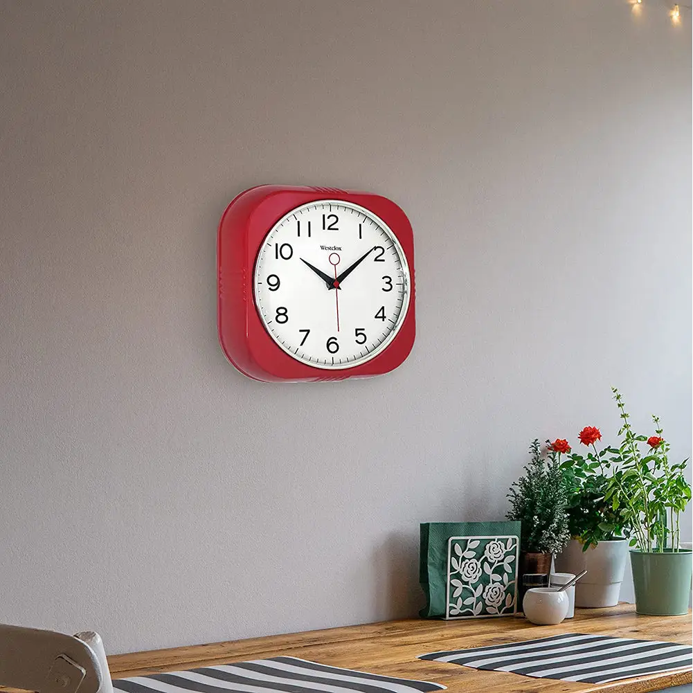 Westclox Retro 9.5 Silent Sweep Easy to Read Wall Clock