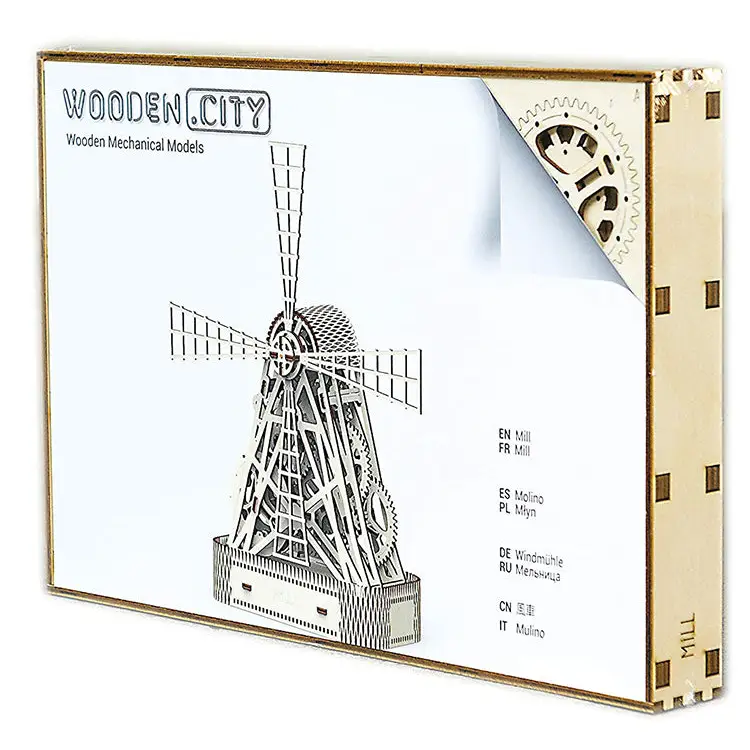 Wooden City 3D Puzzle Building Mechanical Farm Mill Model