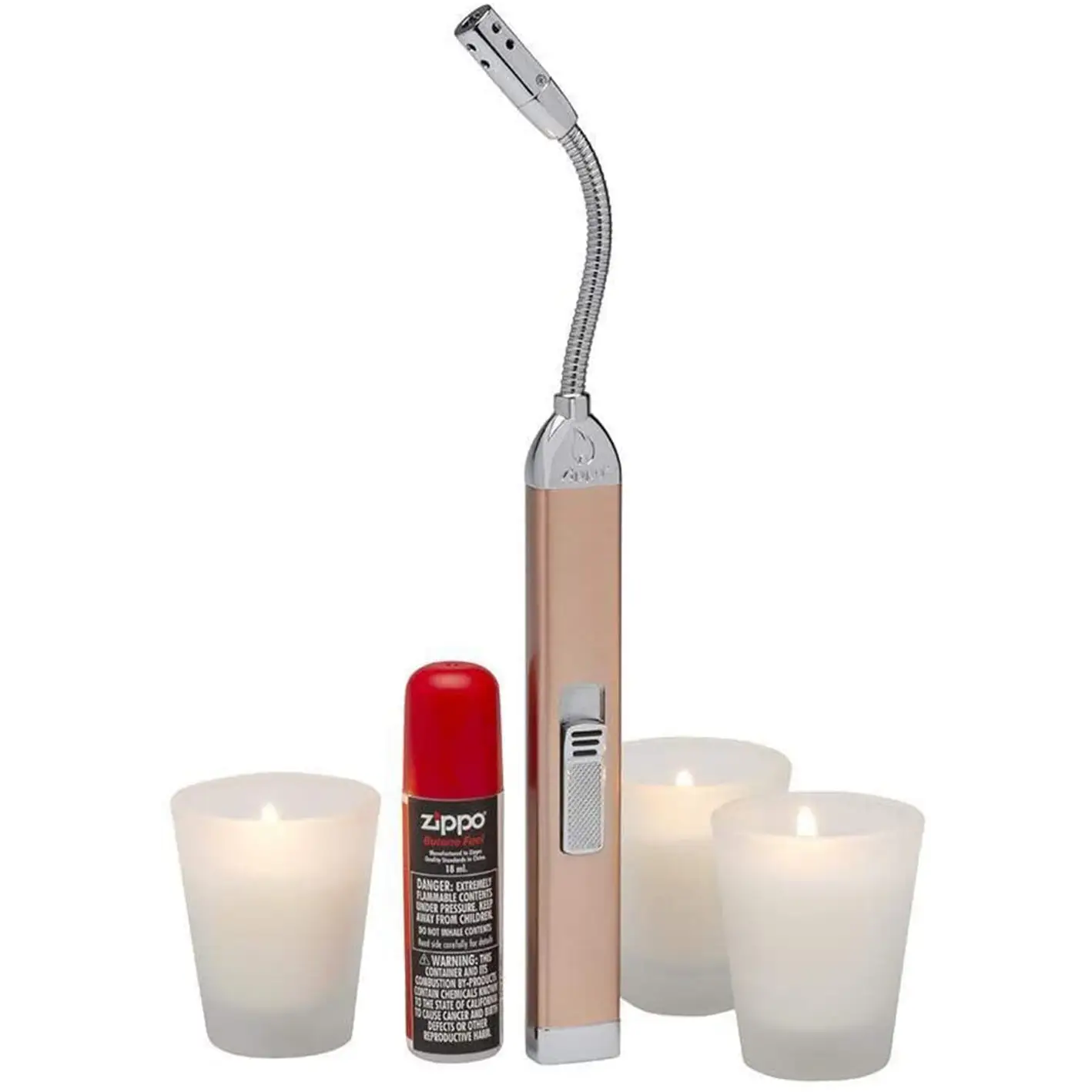 Zippo Mini Flex Neck Candle Lighter & Candle Set (Rose Gold)
